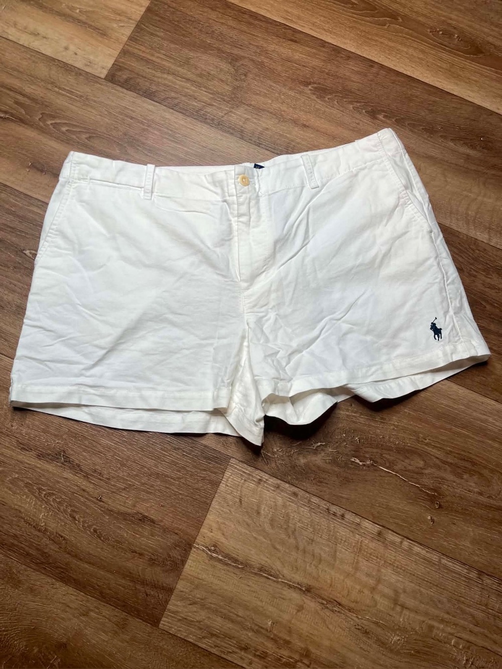 POLO Ralph Lauren Shorts Women's Size 1 Cotton Chino White Shorts Navy Pony Logo